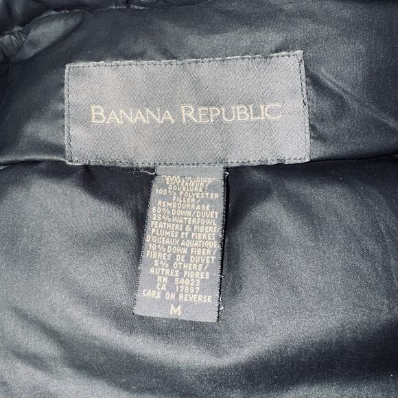 Banana Republic Puffer Vest Womens Medium Black Quilted Down Blend Full Zip Gorp - Picture 4 of 6